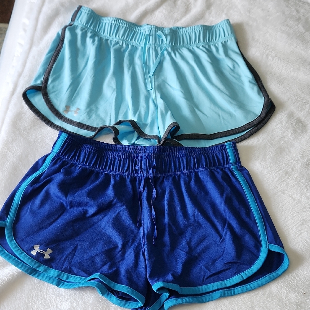 Under Armour Women's Shorts - Light Blue and Dark Blue